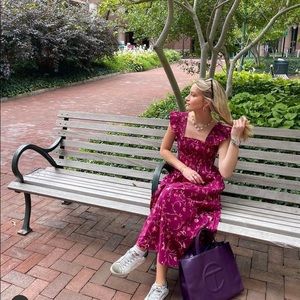 NWT Hill House Ellie Nap Dress Burgundy Botanical Large